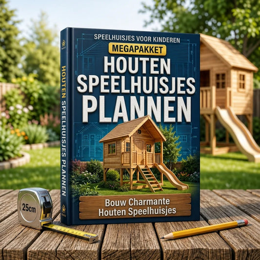 Megapakket met bouwtekeningen voor houten speelhuisjes
